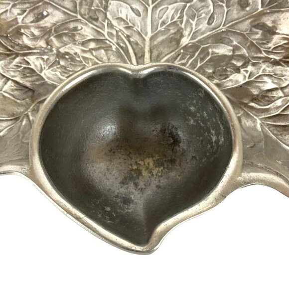 Wilton Armetale Majolica Chip Dip Radish Cabbage Leaf Serving Bowl Pewter Finish - Picture 2 of 10